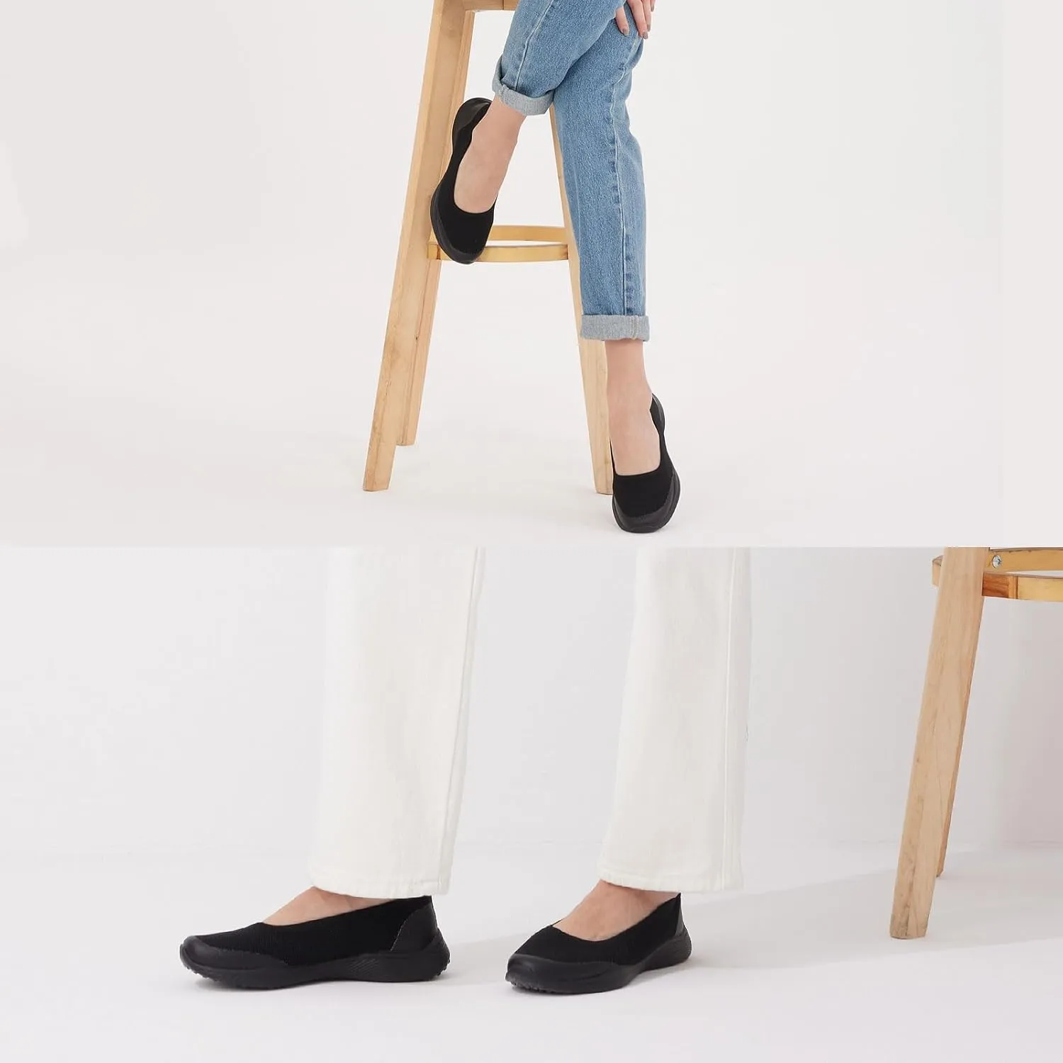 Women's Flats Slip On Shoes Knit Walking Sneakers Casual Low Wedge Nurse Loafers Comfortable Lightweight Breathable