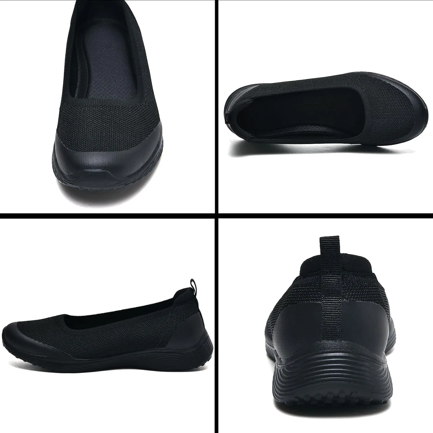 Women's Flats Slip On Shoes Knit Walking Sneakers Casual Low Wedge Nurse Loafers Comfortable Lightweight Breathable