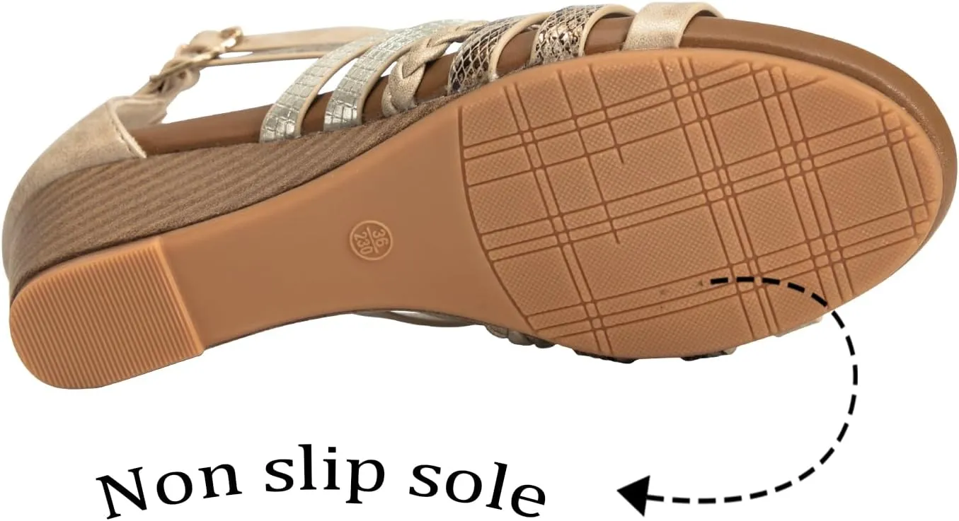 Womens Gladiator Sandals Zipper Strappy Wedge Sandal Roman Shoes For girls