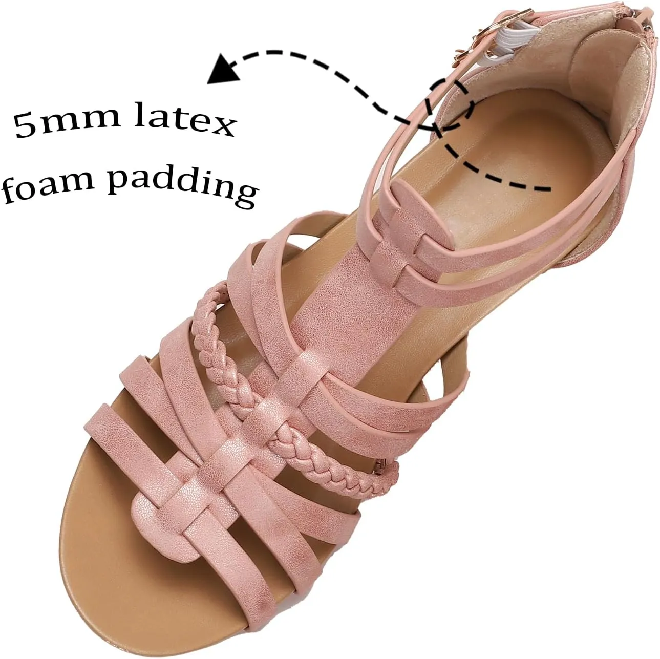 Womens Gladiator Sandals Zipper Strappy Wedge Sandal Roman Shoes For girls