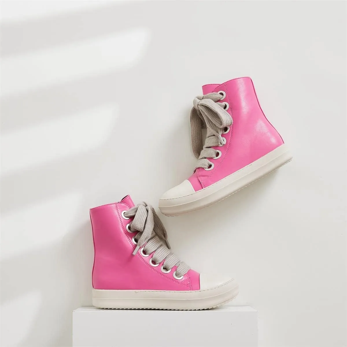 Womens High Top Sneakers Jumbo Lace-up Platform Comfort Trainers Thick Soles Walking Casual Shoes