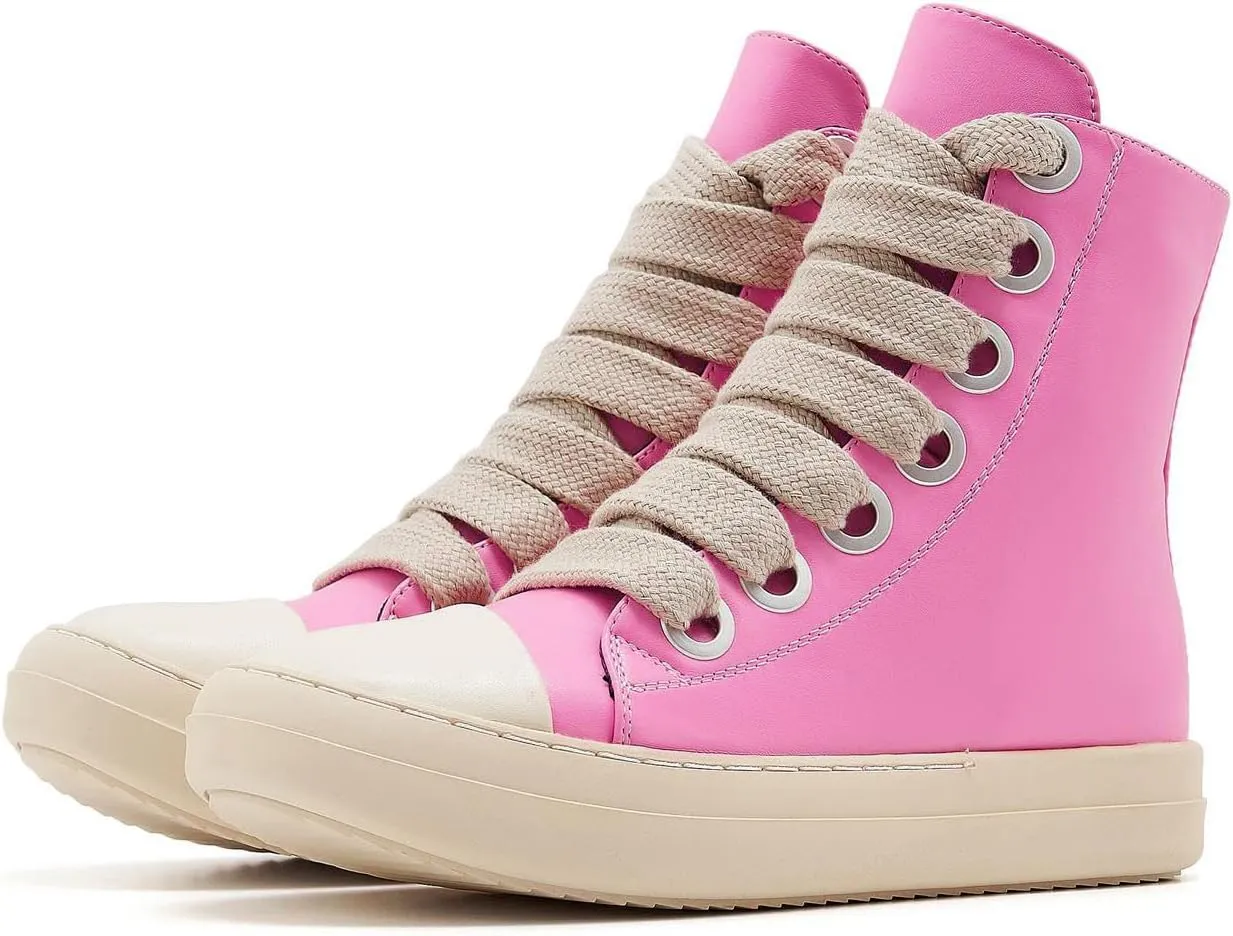 Womens High Top Sneakers Jumbo Lace-up Platform Comfort Trainers Thick Soles Walking Casual Shoes
