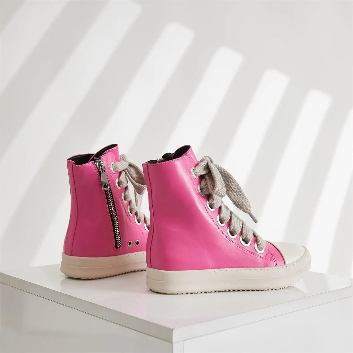 Womens High Top Sneakers Jumbo Lace-up Platform Comfort Trainers Thick Soles Walking Casual Shoes