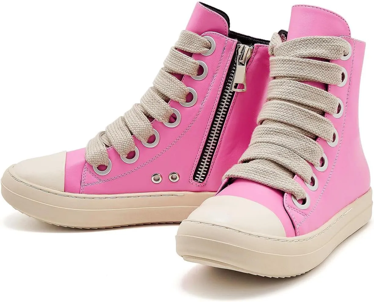 Womens High Top Sneakers Jumbo Lace-up Platform Comfort Trainers Thick Soles Walking Casual Shoes