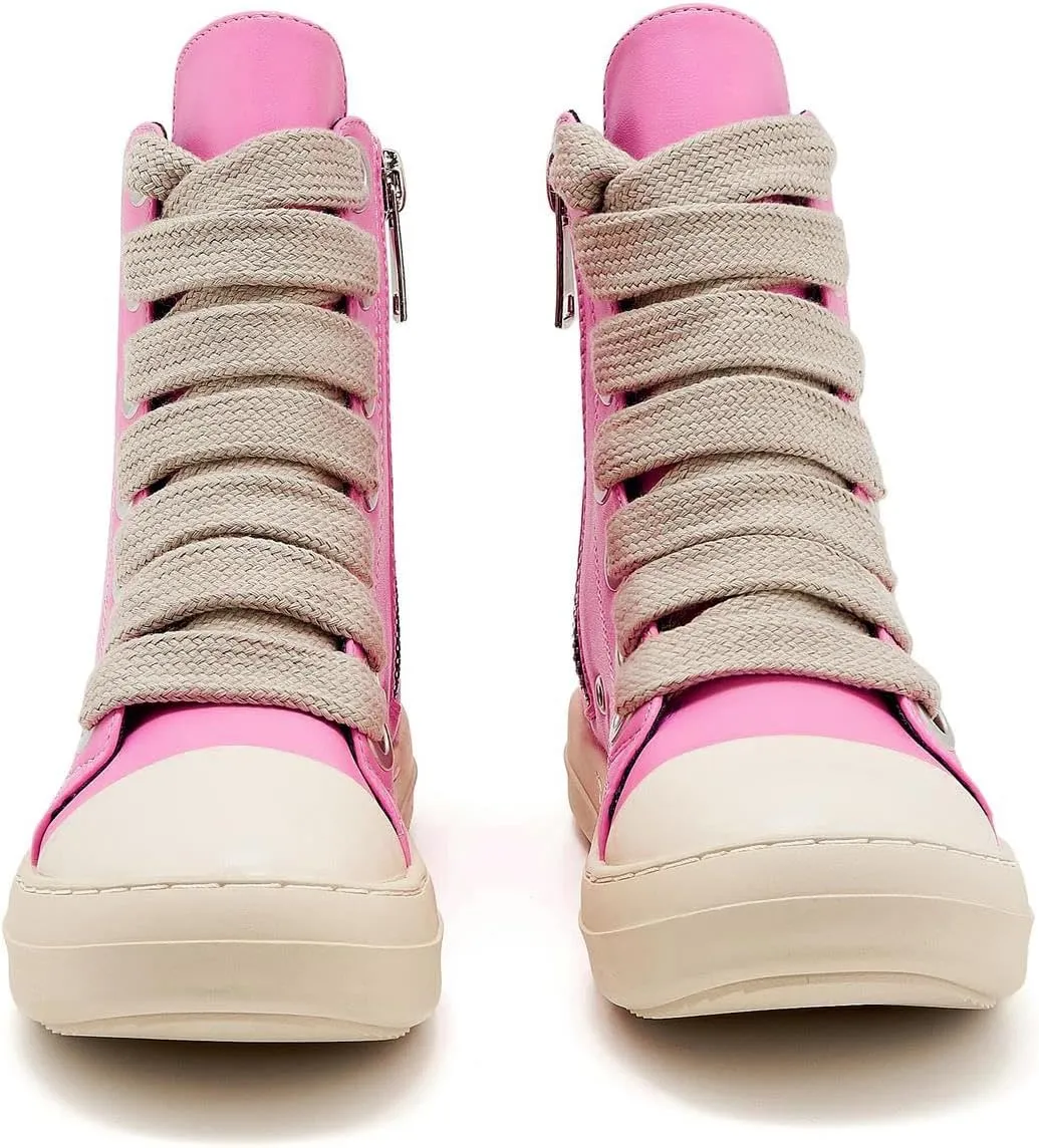 Womens High Top Sneakers Jumbo Lace-up Platform Comfort Trainers Thick Soles Walking Casual Shoes