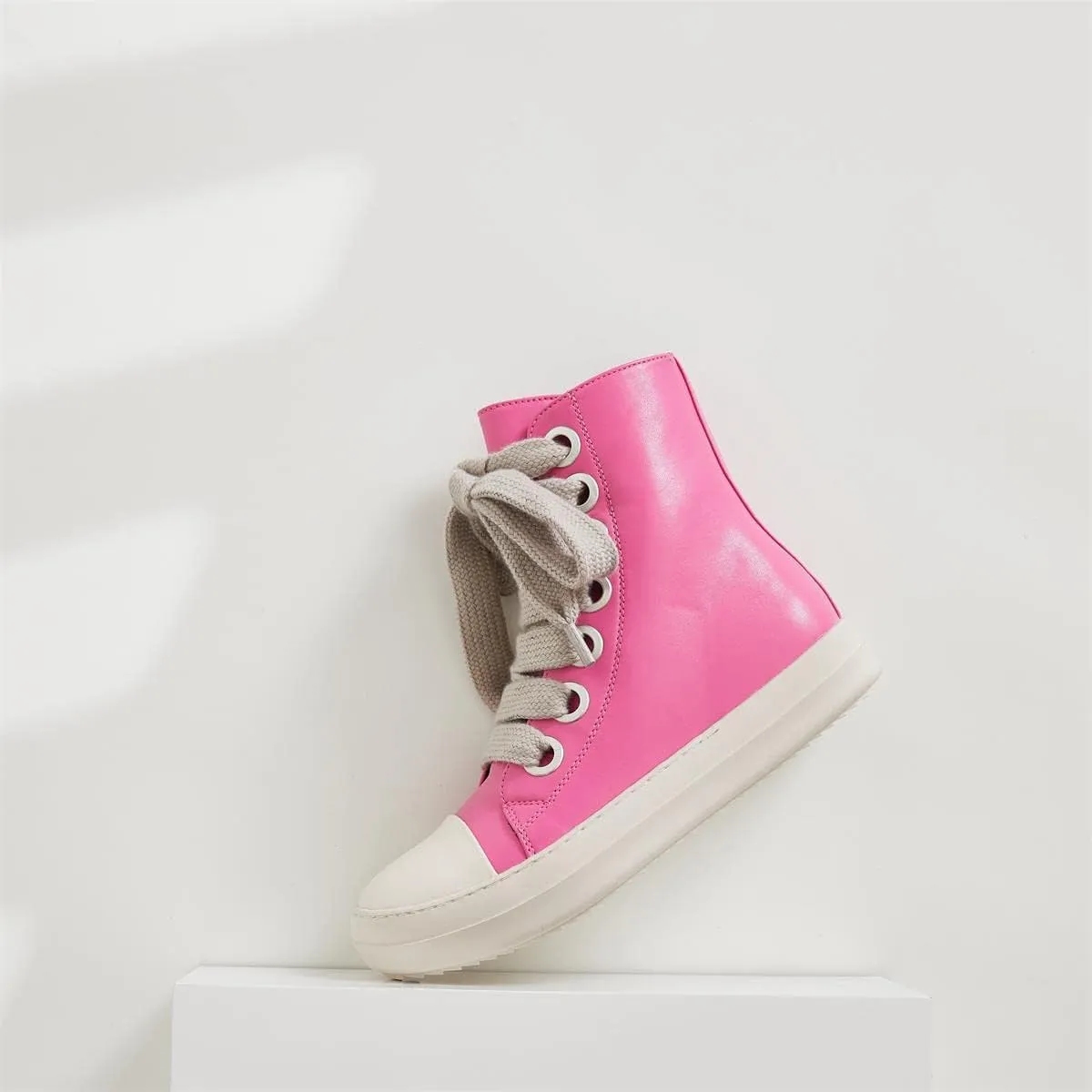 Womens High Top Sneakers Jumbo Lace-up Platform Comfort Trainers Thick Soles Walking Casual Shoes