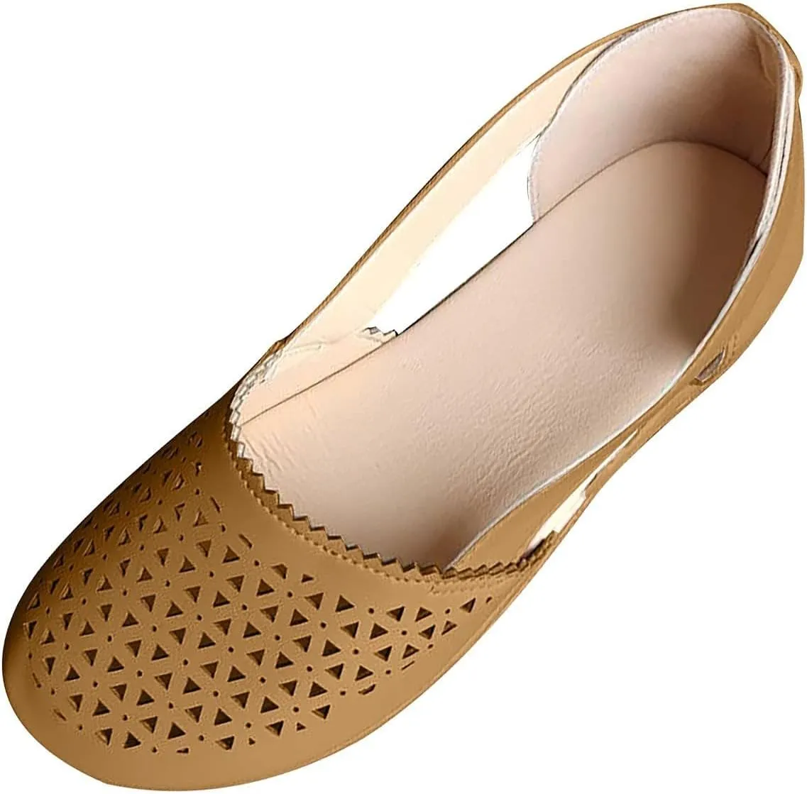 Womens Hollow Ballet Flats Casual Round Toe Low Heels Comfortable Vintage Leather Dress Shoes Walking Shoes Mary Janes