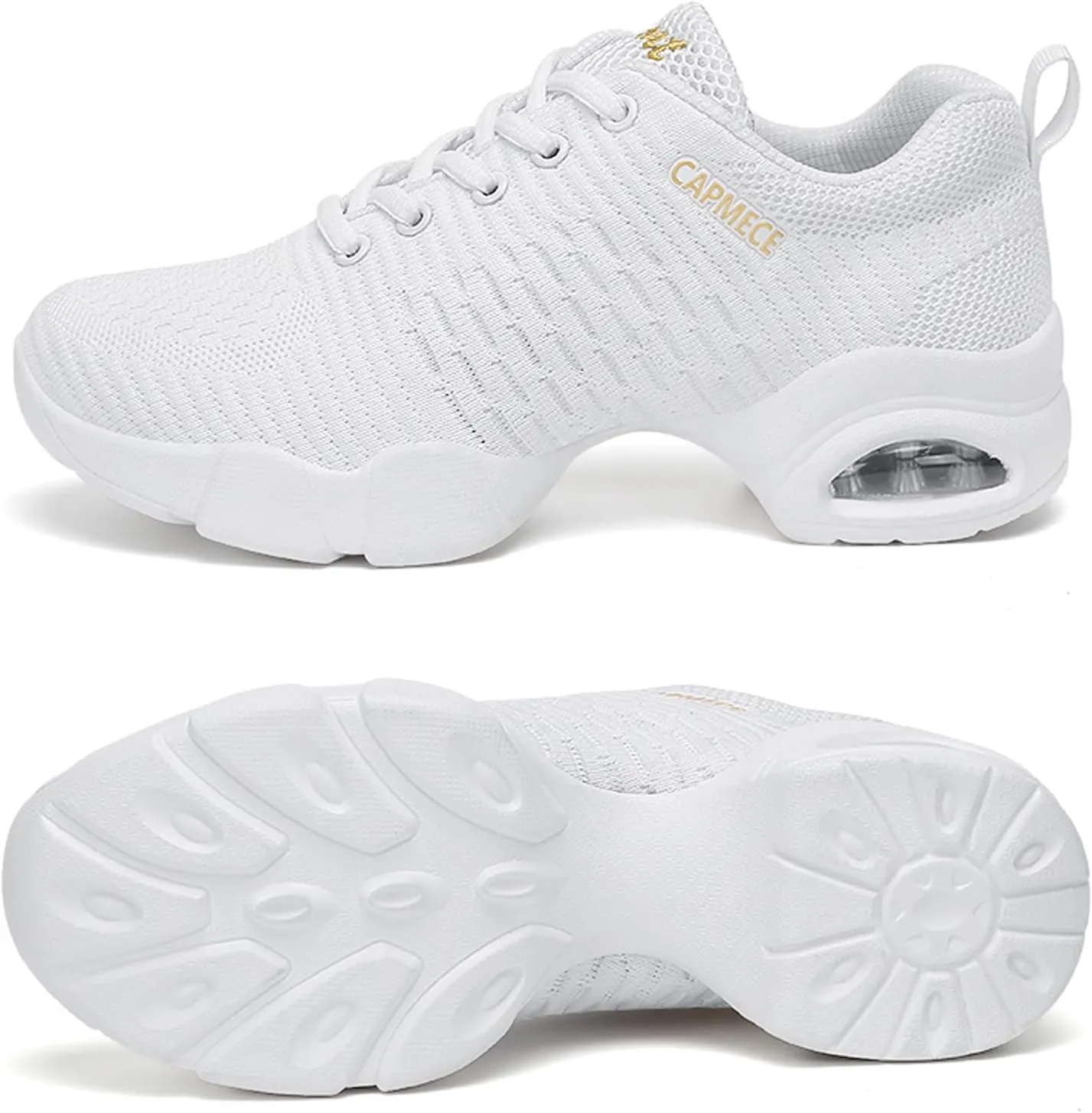 Women's Jazz Shoes Lace-up Sneakers - Breathable Air Cushion Lady Split Sole Athletic Walking Dance Shoes Platform