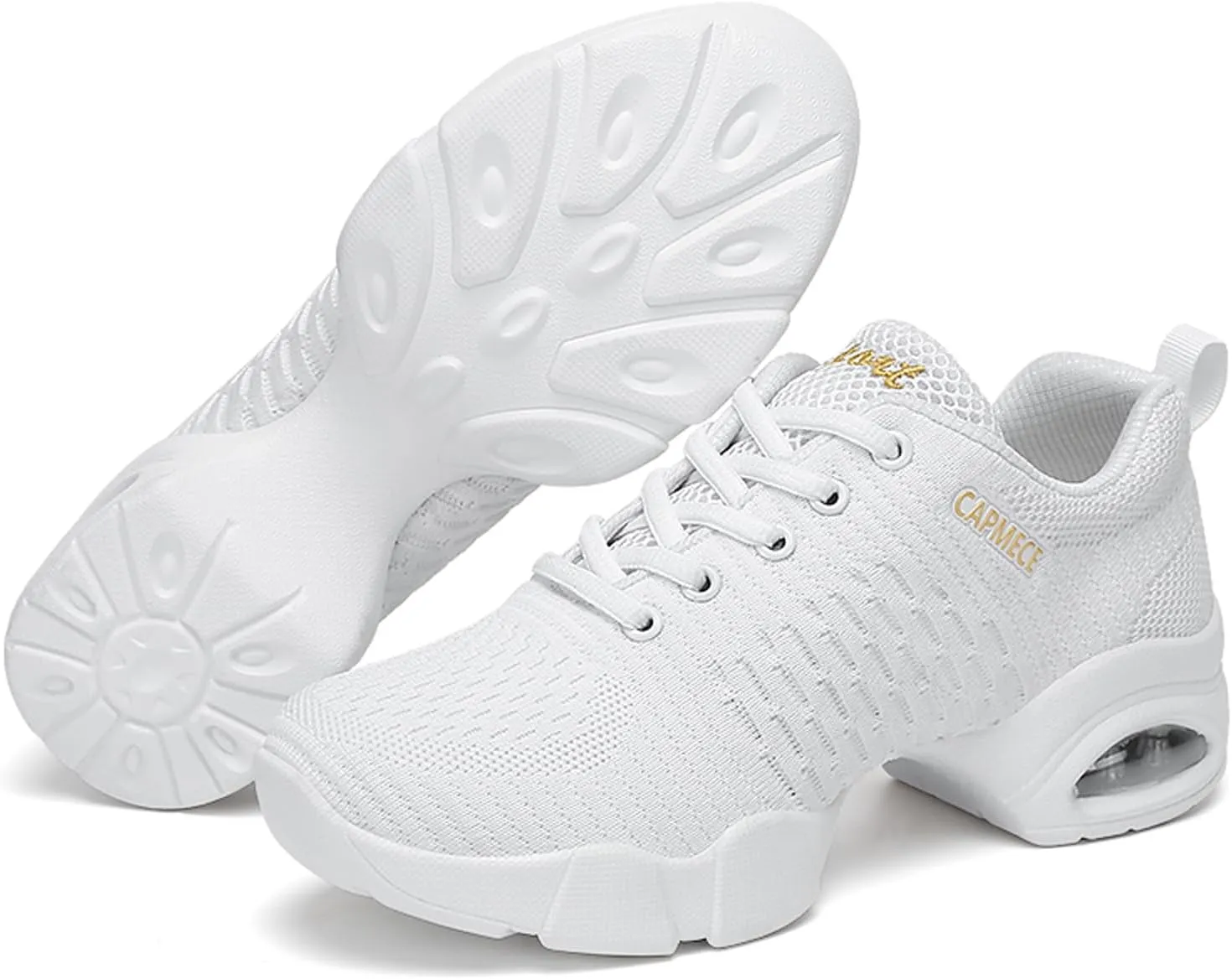 Women's Jazz Shoes Lace-up Sneakers - Breathable Air Cushion Lady Split Sole Athletic Walking Dance Shoes Platform