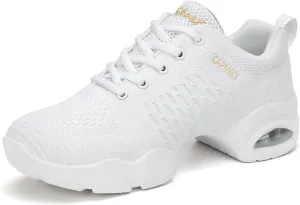 Women's Jazz Shoes Lace-up Sneakers - Breathable Air Cushion Lady Split Sole Athletic Walking Dance Shoes Platform