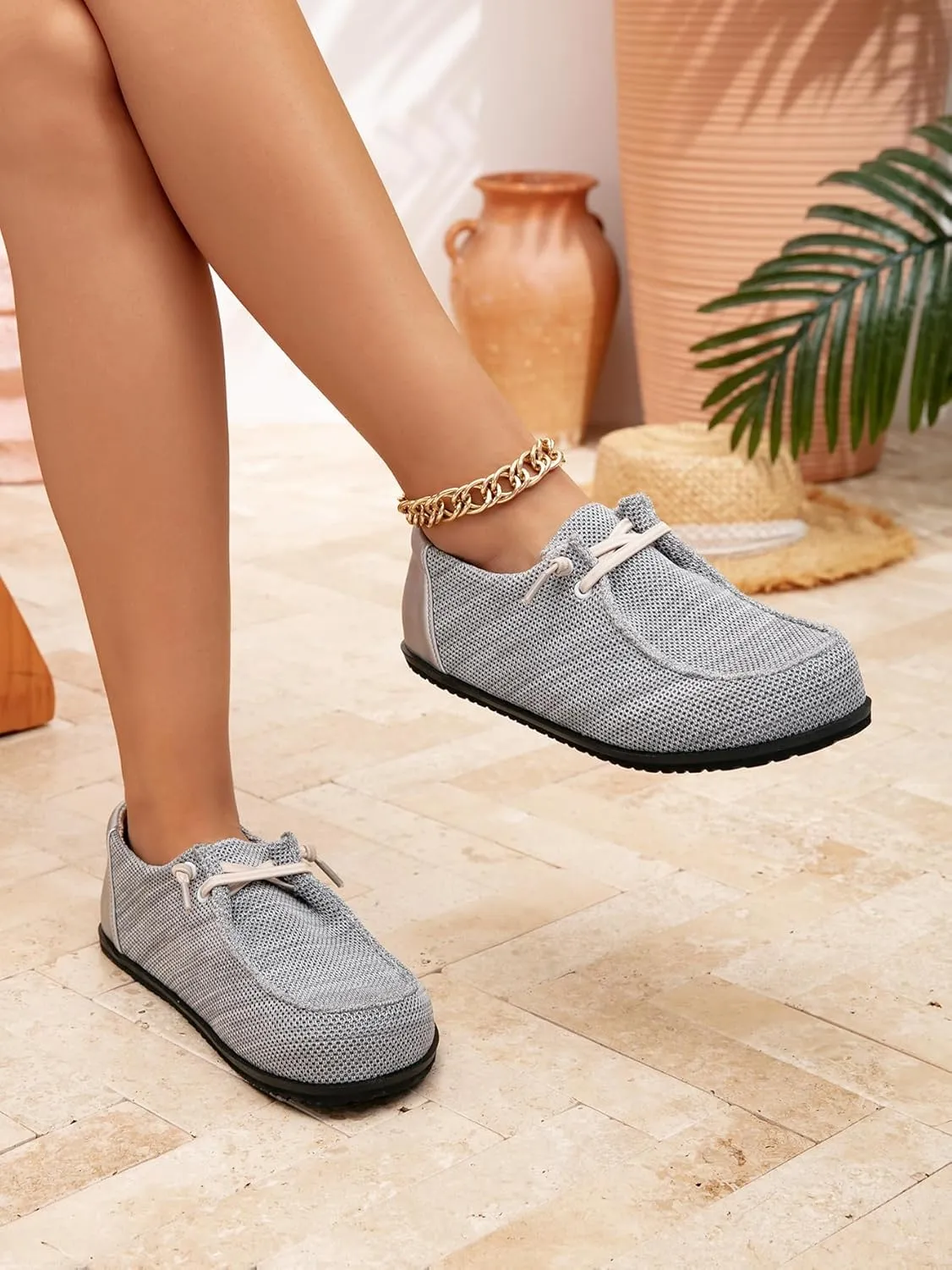 Women's Lightweight Loafers Mesh Breathable Sneakers Slip-On Walking Shoes with Elastic Lace Comfortable Travel, Work & Everyday Flats