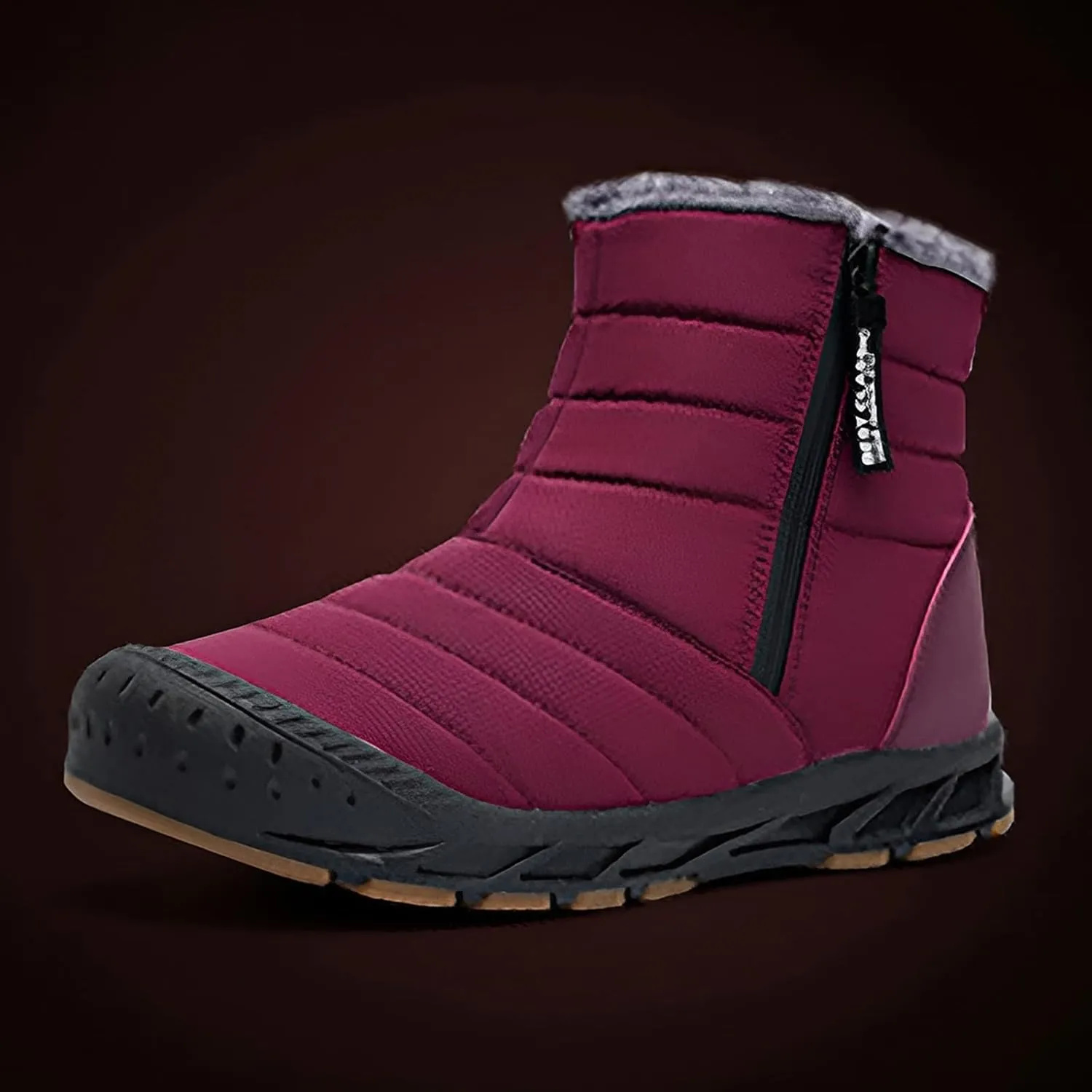 Womens Mens Hiking Boots Waterproof Fuzzy Boots Lightweight Insulated Fur Boots Work Trekking Trail Climbing Shoes Snow Boots