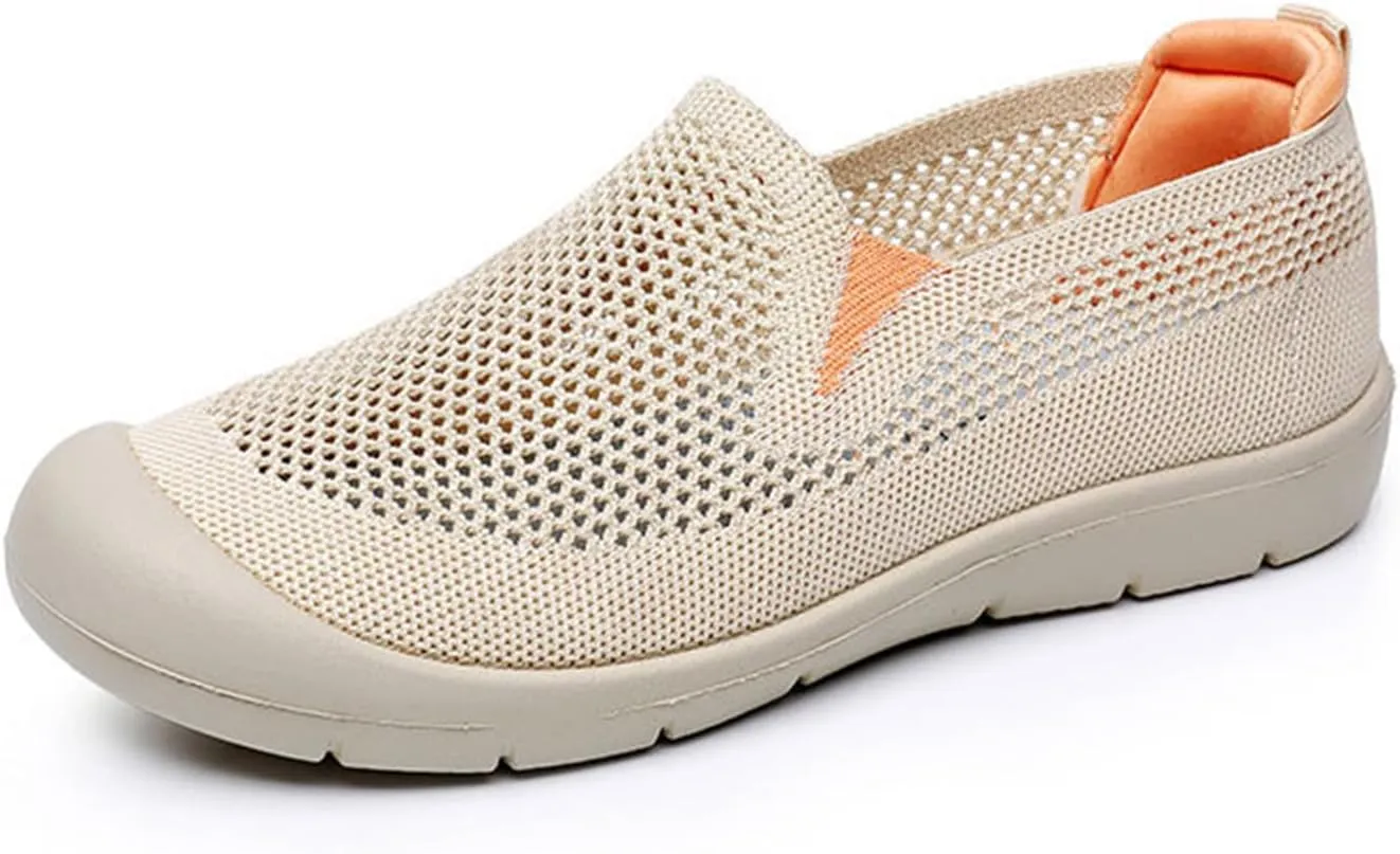 Womens Orthopedic Walking Shoes Breathable Light Weight Comfortable Slip on Sneakers Non Slip Mesh Soft Soled Casual Comfort Wear Round Toe Driving Loafers