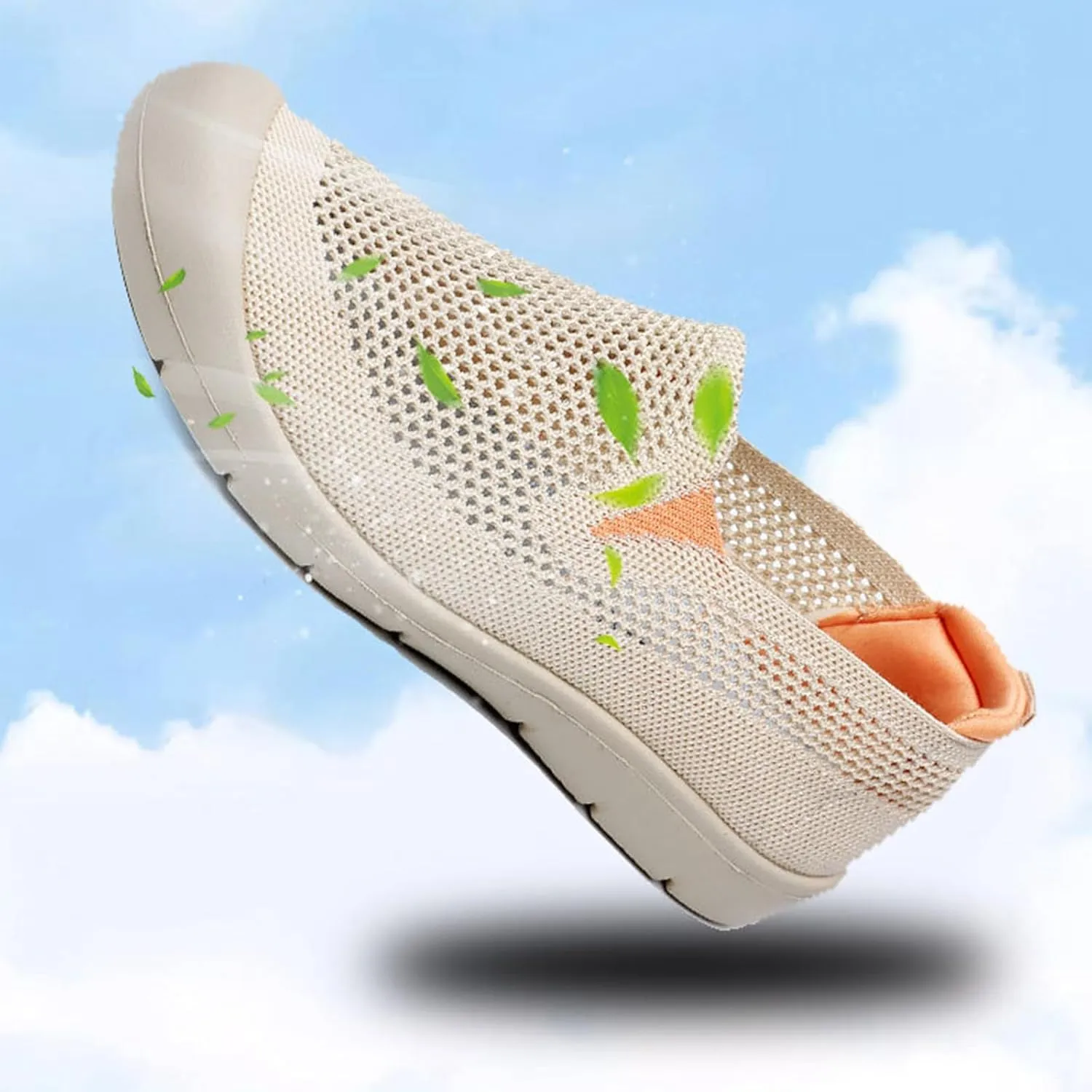 Womens Orthopedic Walking Shoes Breathable Light Weight Comfortable Slip on Sneakers Non Slip Mesh Soft Soled Casual Comfort Wear Round Toe Driving Loafers