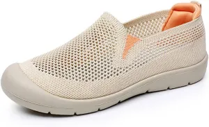 Womens Orthopedic Walking Shoes Breathable Light Weight Comfortable Slip on Sneakers Non Slip Mesh Soft Soled Casual Comfort Wear Round Toe Driving Loafers