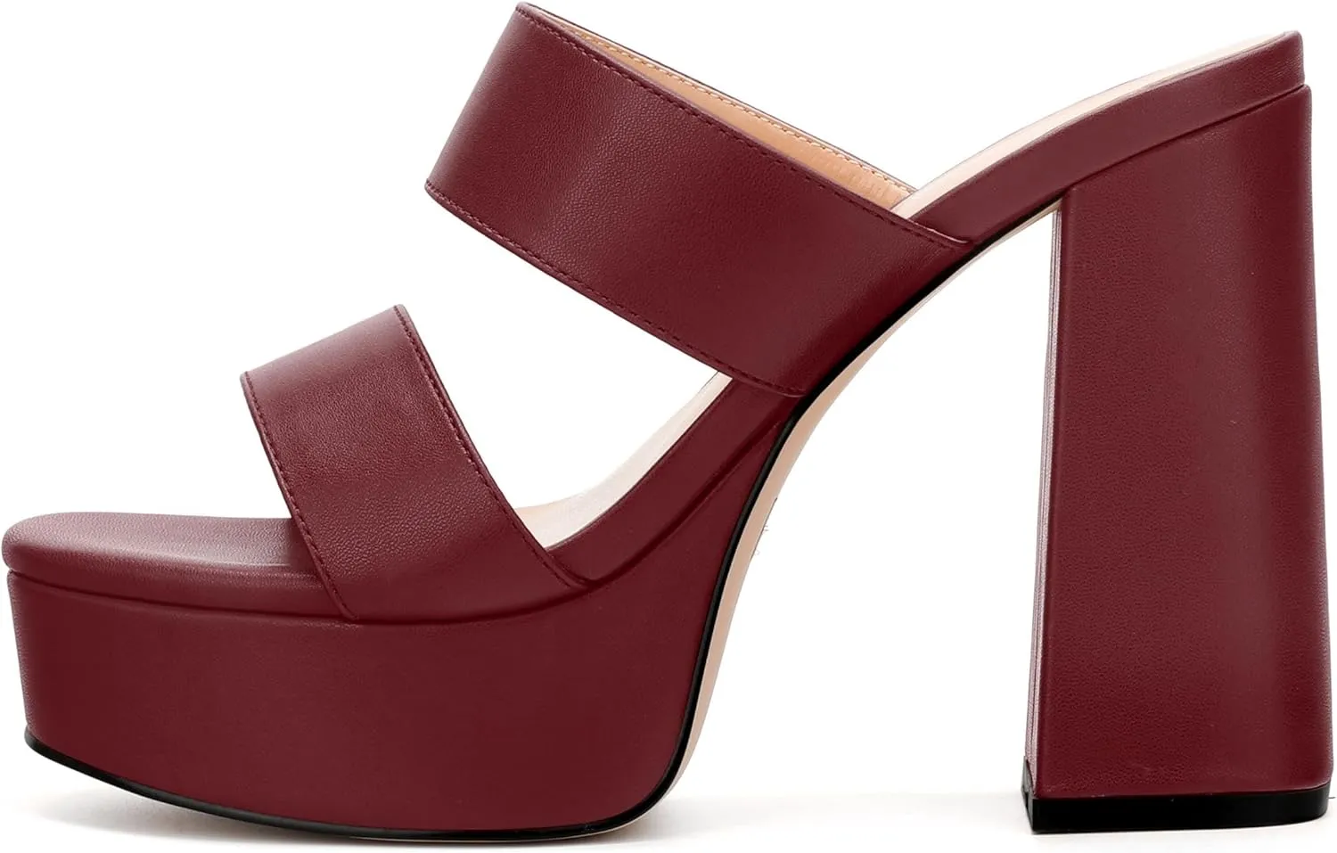 Womens Platform Chunky Heels Sandals Square Open Toe High Heeled Sandals Slip On Slides Dress Party Wedding Shoes