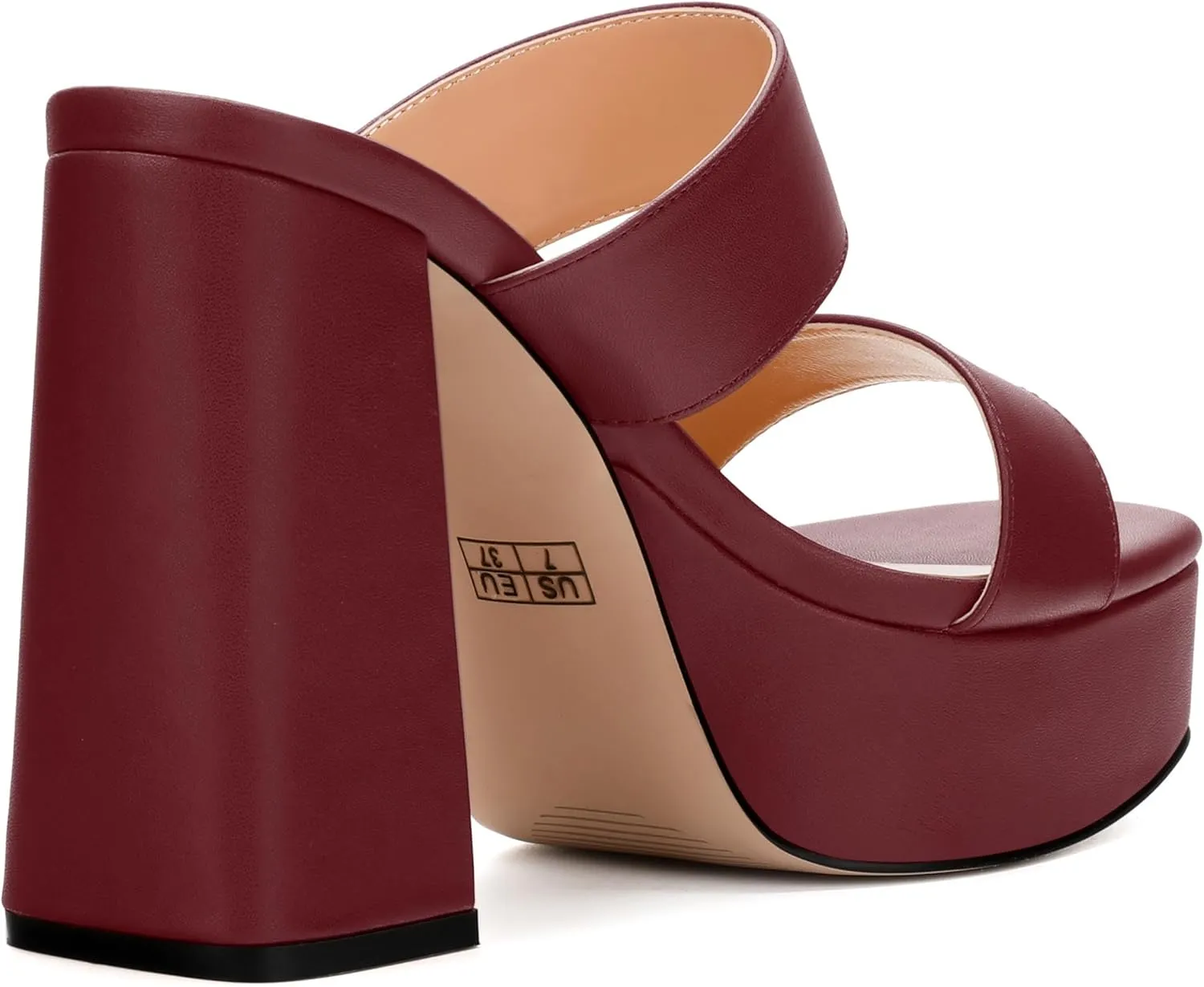 Womens Platform Chunky Heels Sandals Square Open Toe High Heeled Sandals Slip On Slides Dress Party Wedding Shoes
