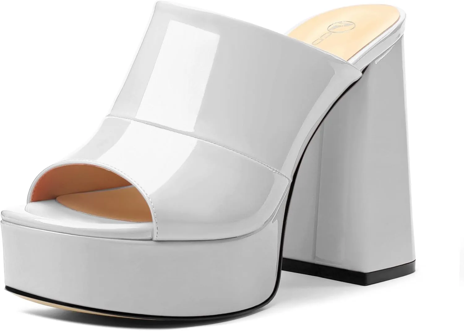 Womens Platform Chunky Heels Sandals Square Open Toe High Heeled Sandals Slip On Slides Dress Party Wedding Shoes
