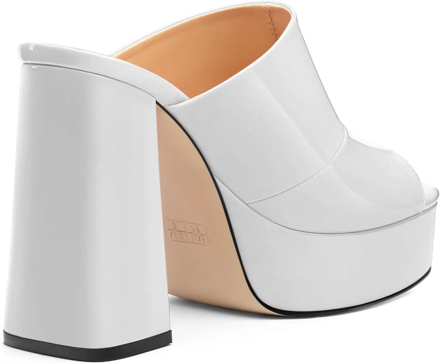 Womens Platform Chunky Heels Sandals Square Open Toe High Heeled Sandals Slip On Slides Dress Party Wedding Shoes