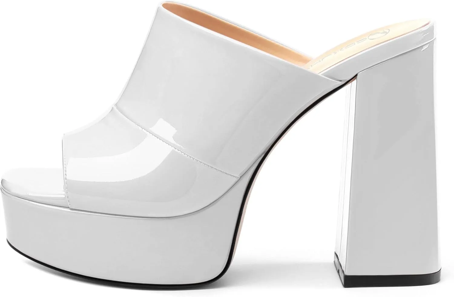 Womens Platform Chunky Heels Sandals Square Open Toe High Heeled Sandals Slip On Slides Dress Party Wedding Shoes