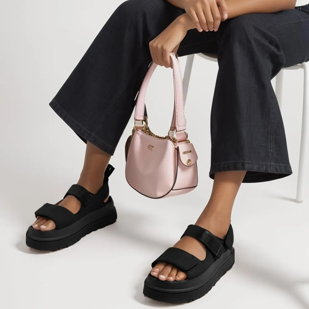 Womens Platform Sandals Flat Sandals Women Sandals with Back Strap Summer Footbed Sandals Adjustable Leather Slip On