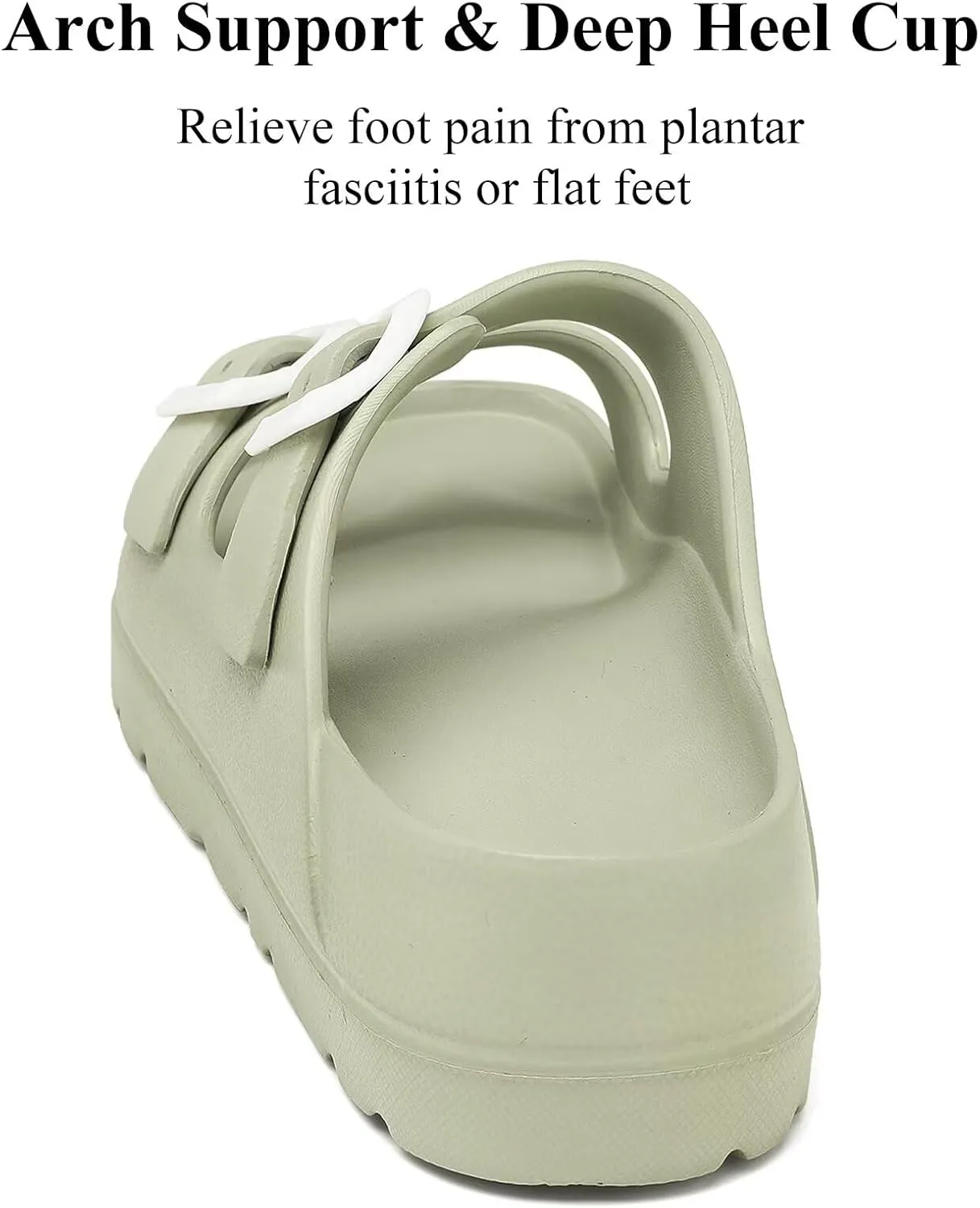 Womens Platform Sandals with Arch Support, Adjustable Buckle Beach Sandal Woman Comfort Lightweight Ultra Cushion EVA Slides