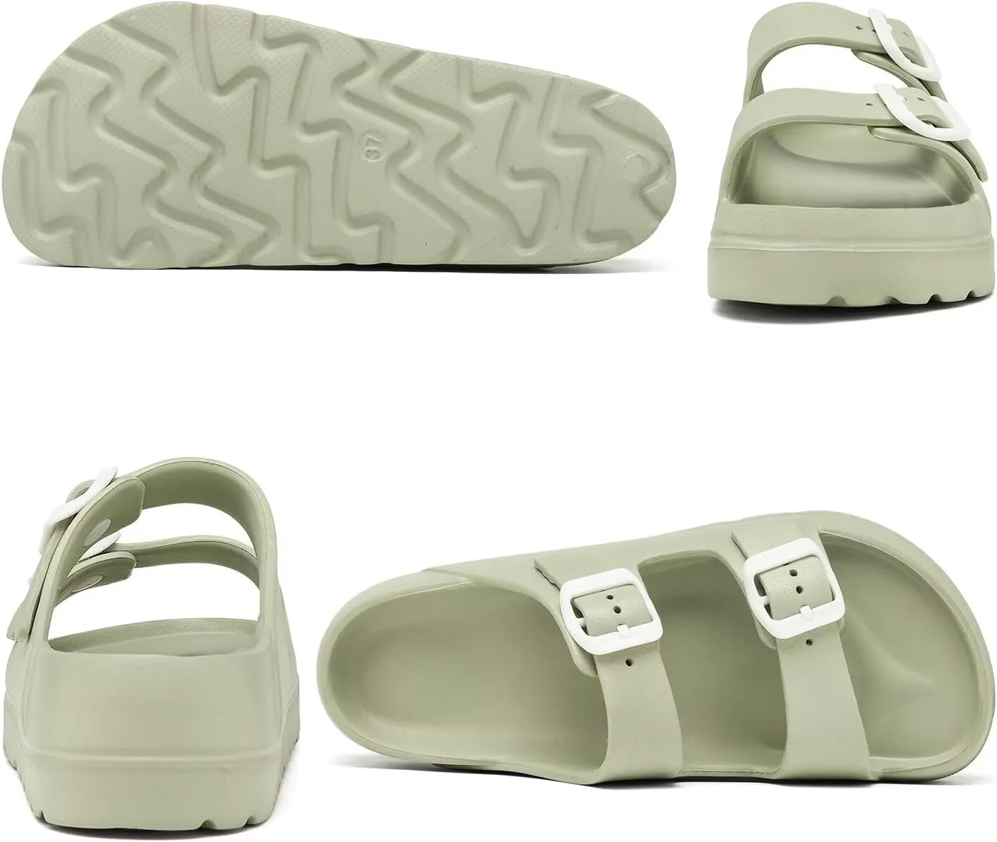 Womens Platform Sandals with Arch Support, Adjustable Buckle Beach Sandal Woman Comfort Lightweight Ultra Cushion EVA Slides