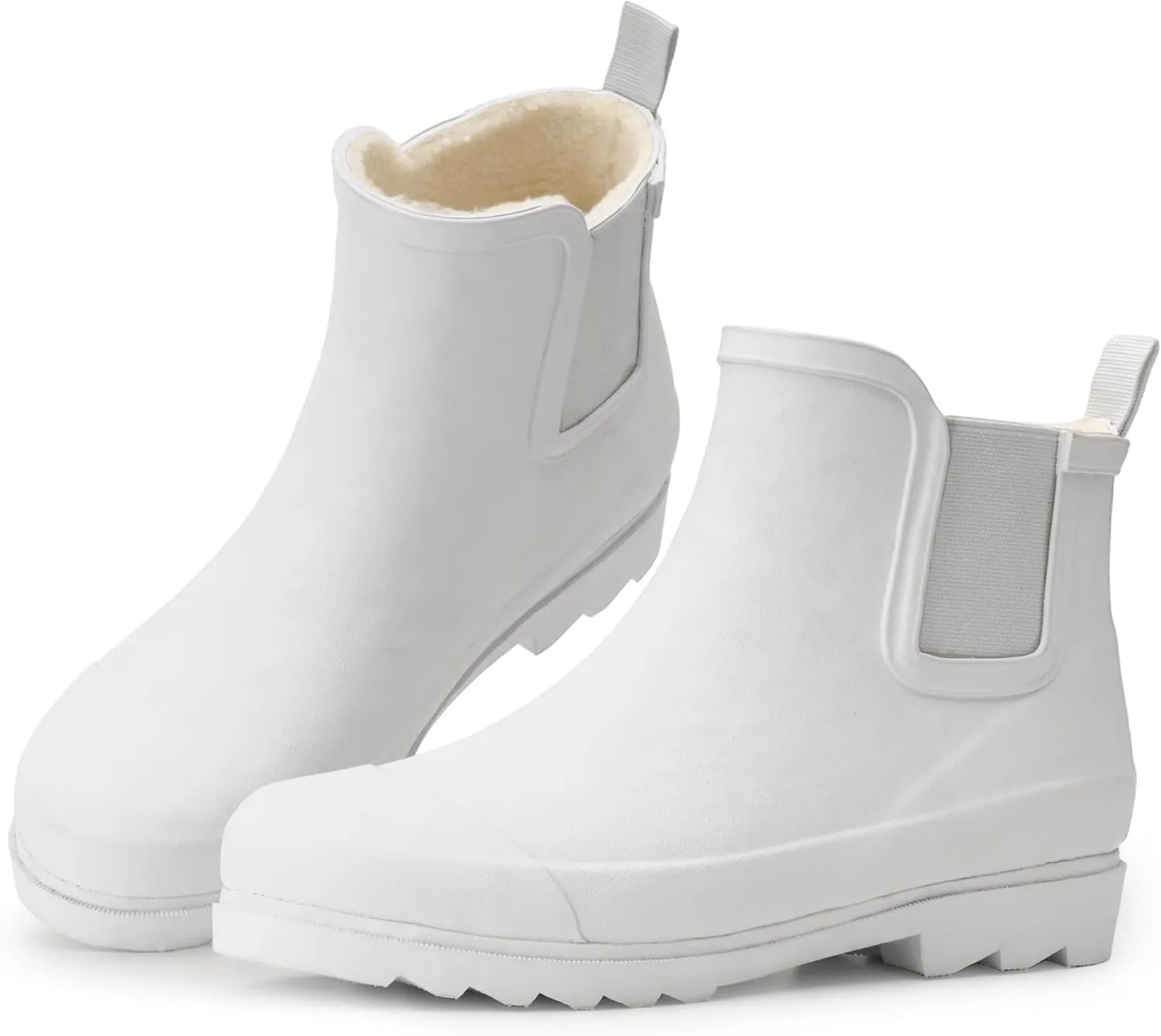 Women's Rain Boots with Plush Lining Chelsea Boots Women Snow Boots for Women Lightweight Rubber Boots Ankle Rain Boots Non-slip Waterproof Outdoor Work Shoes, Winter, Fishing, Gardening