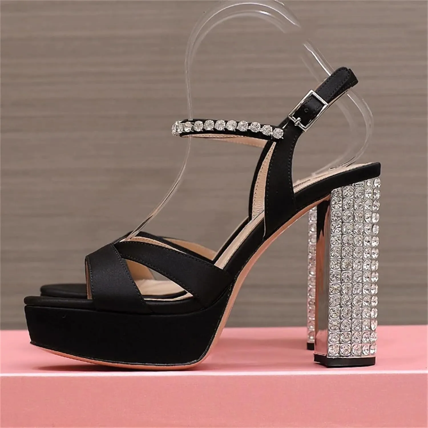 Women's Satin Wedding Heels, Peep Toe Banquet Pumps