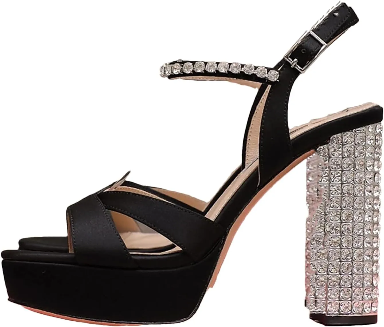 Women's Satin Wedding Heels, Peep Toe Banquet Pumps