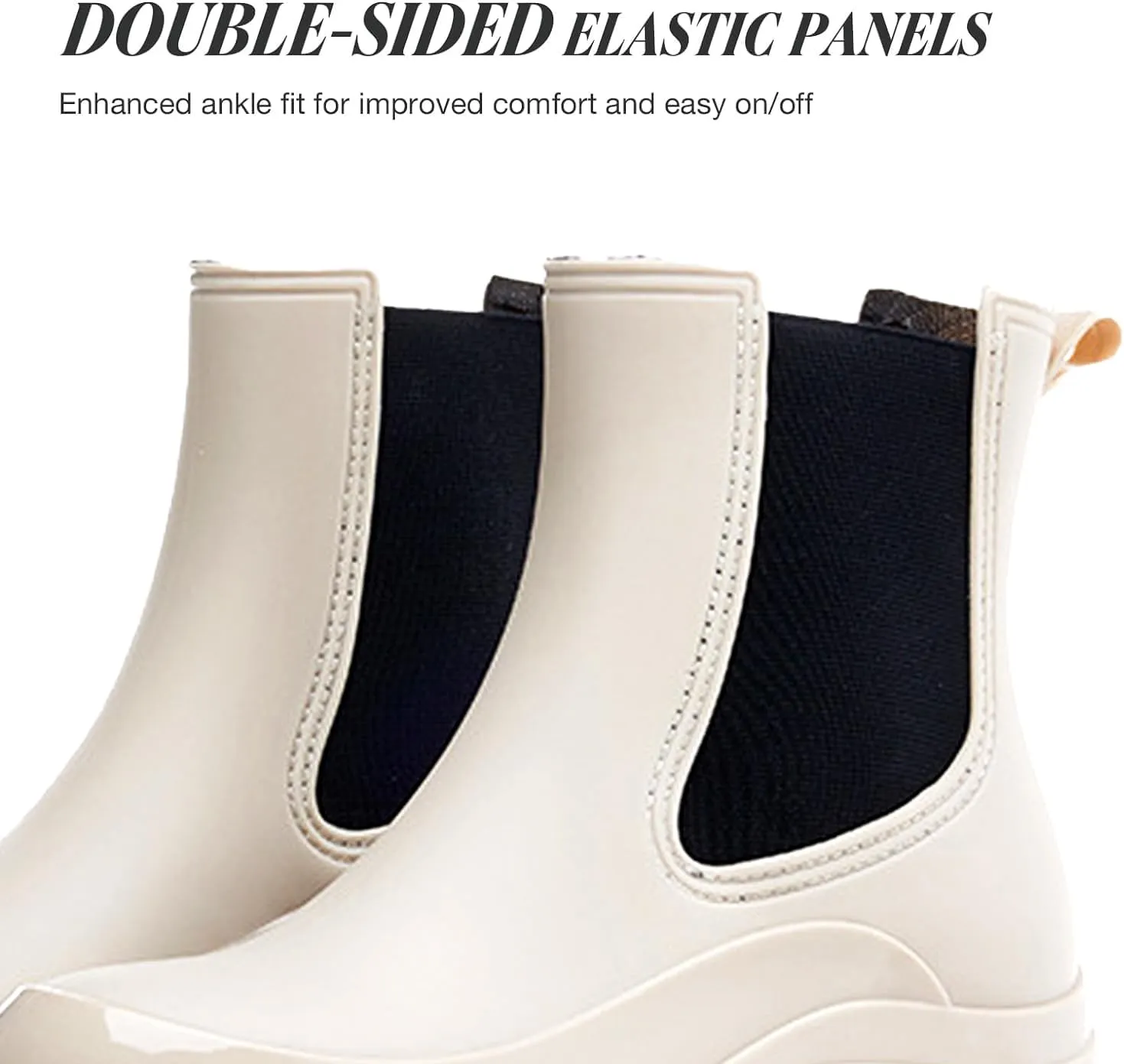 Women's Short Rain Boots Waterproof Garden Shoes Rubber Chelsea Boots Anti-Slipping Rainboots for Ladies with Comfort Insole Lightweight Stylish Ankle Rain Shoes Outdoor Work Booties