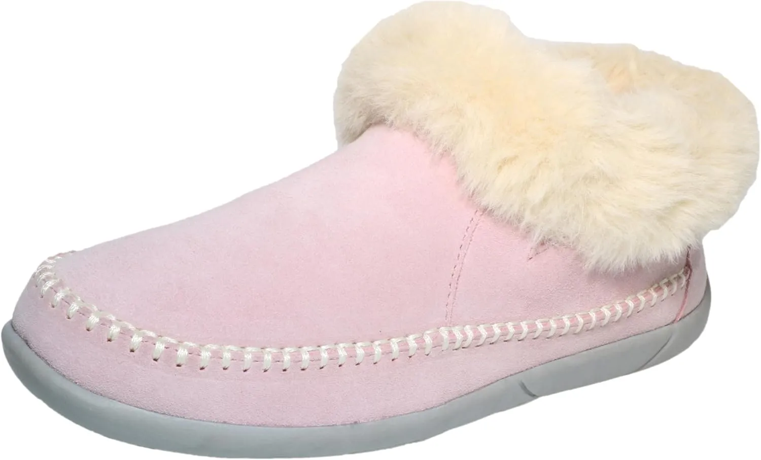 Women's Slippers Genuine Suede Memory Foam Winter House Fluffy Slippers with Faux Fur Collar and Sheepskin Insole Indoor and Outdoor Warm Shoes Rubber Sole