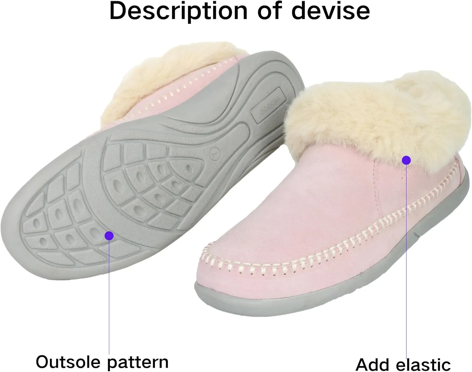 Women's Slippers Genuine Suede Memory Foam Winter House Fluffy Slippers with Faux Fur Collar and Sheepskin Insole Indoor and Outdoor Warm Shoes Rubber Sole