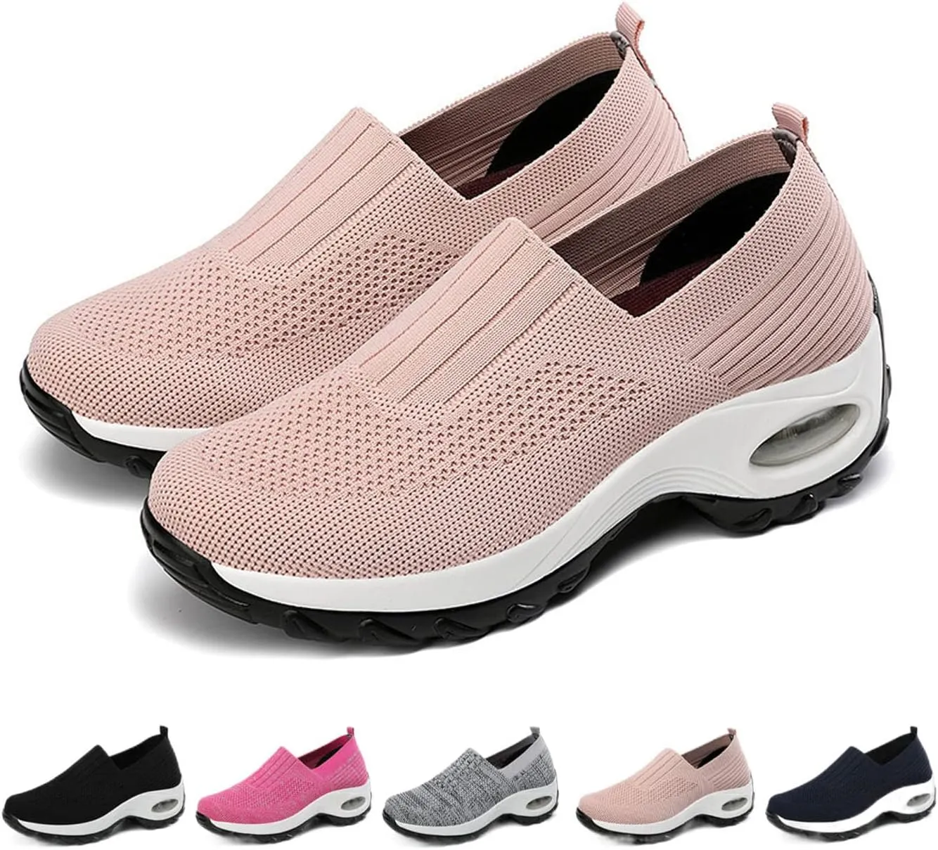 Womens Sneakers-Air Go-Walk Air Cushion Trainers, 2023 New Women's Orthopedic Platform Arch Sneakers, Breathable Mesh Air Cushion Non-Slip Walking Shoes, Best Arch Support Shoes for Women