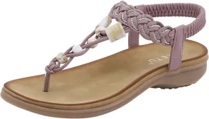 Women's Toe Separate Elastic Straps Open Toe Wedge Sandals Slingback Fashion Beach Flip Flops Shoes T-Strap