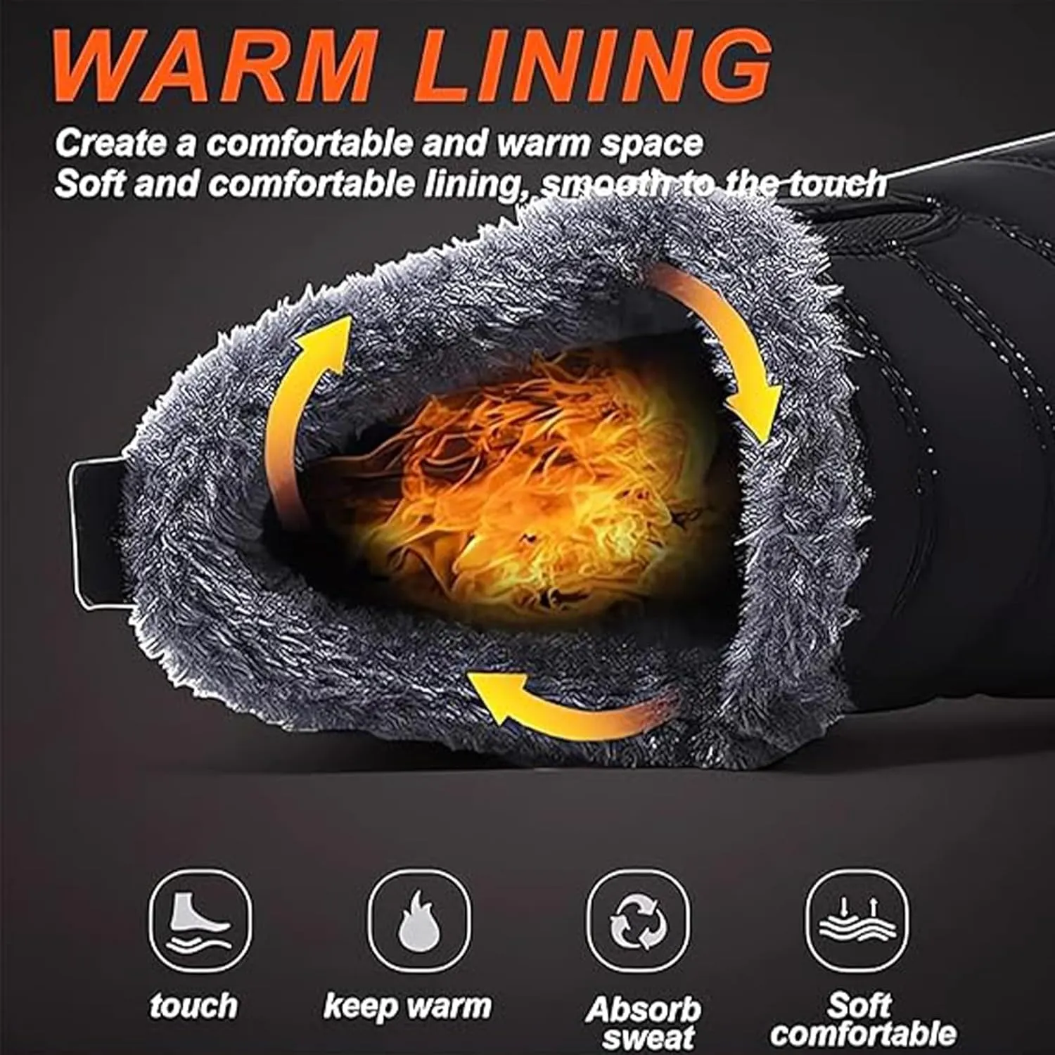 Women's Warm Sheepskin-Lined Boots, Winter Women's Casual Slip-On Warm Boots, Ladies Ankle Slip on Short Snow Fur Lined Boots, Comfortable Waterproof Walking Fur Boots