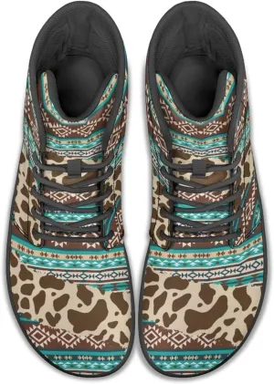 Women's Wide Toe Barefoot Shoes Ankle Boots with Zero Drop Sole Anti Slip High-Top PU Leather Sneakers