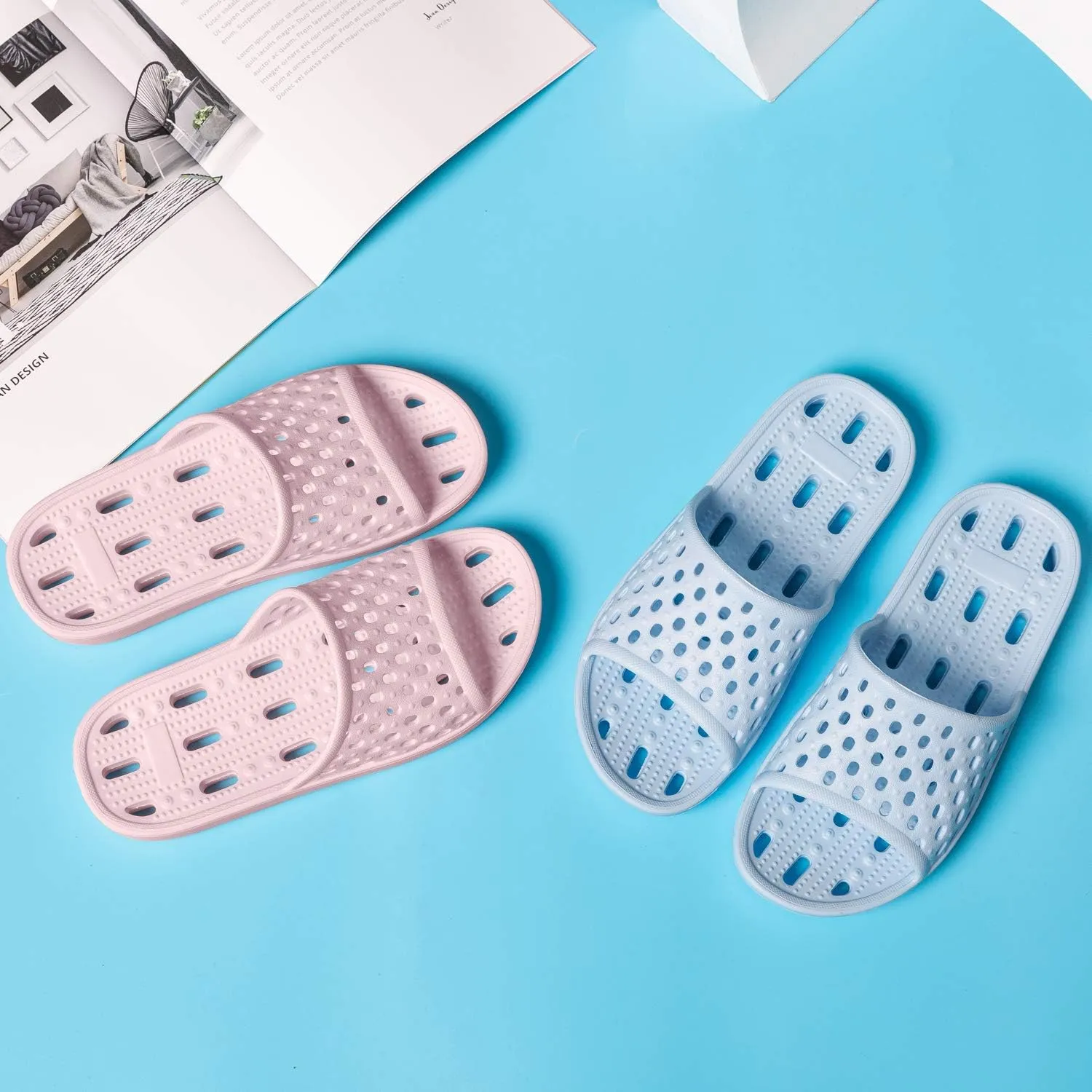 WOTTE Shower Sandals Women Quick Drying Bath Slippers Non Slip Dorm Shoes