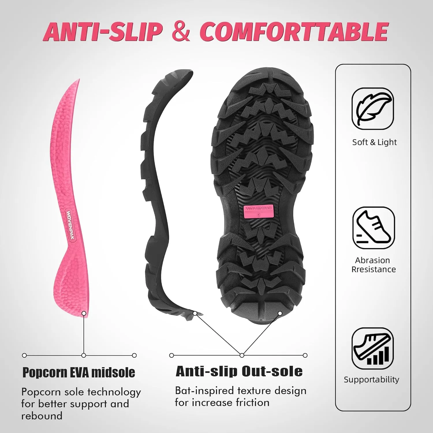 Wovenpak Rain Boots Women, Rubber Boots for Women Insulated Hunting Boots with Steel Shank, Waterproof Boots for Women, Womens Work Boots 6mm Neoprene Rain Boots Outdoor, Size 6-11