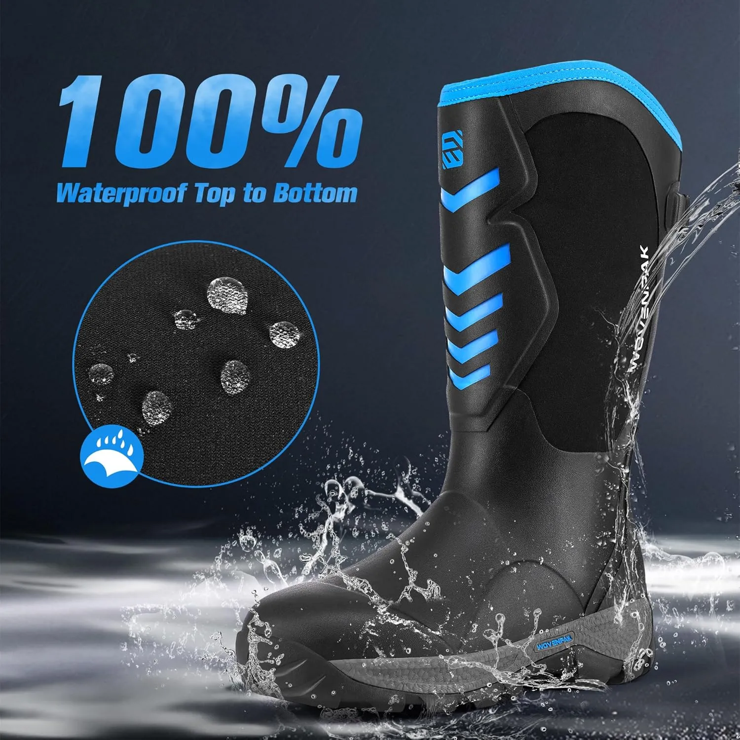 Wovenpak Rain Boots Women, Rubber Boots for Women Insulated Hunting Boots with Steel Shank, Waterproof Boots for Women, Womens Work Boots 6mm Neoprene Rain Boots Outdoor, Size 6-11
