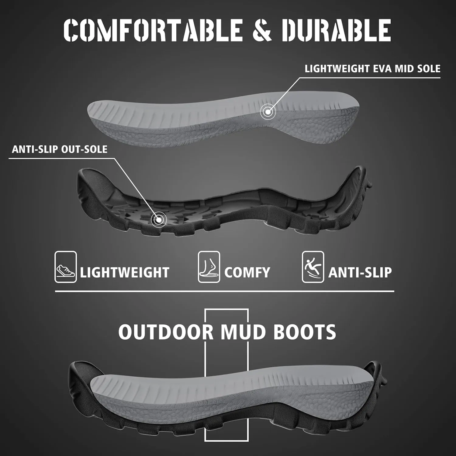 WOVENPAK Rubber Boots for Men, Hunting Boots 6mm Neoprene Insulated Mud Boots for Men with Steel Shank, Mens Rubber Boots Waterproof Boots for Men, Anti Slip Work Boots Outdoor Mud Boots, Size 6-13