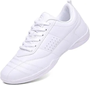 WUIWUIYU Boys Girls White Lace-up School Cheer Shoes Chearleading Dancing Sports Shoe Sneakers