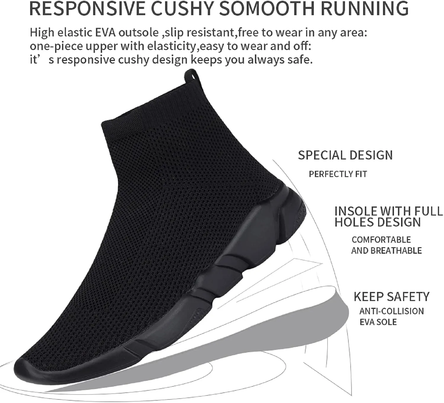 WXQ Men's Running Shoes Comfortable Lightweight Breathable Walking Shoes Mesh Workout Casual Sports Shoes