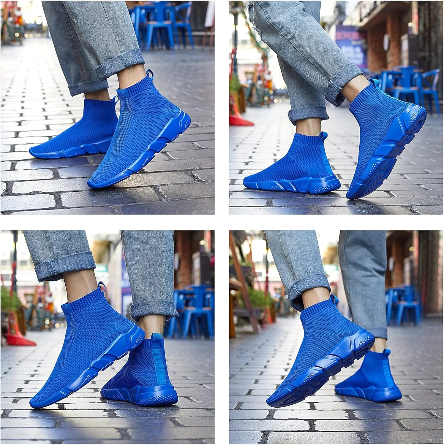 WXQ Men's Running Shoes Comfortable Lightweight Breathable Walking Shoes Mesh Workout Casual Sports Shoes