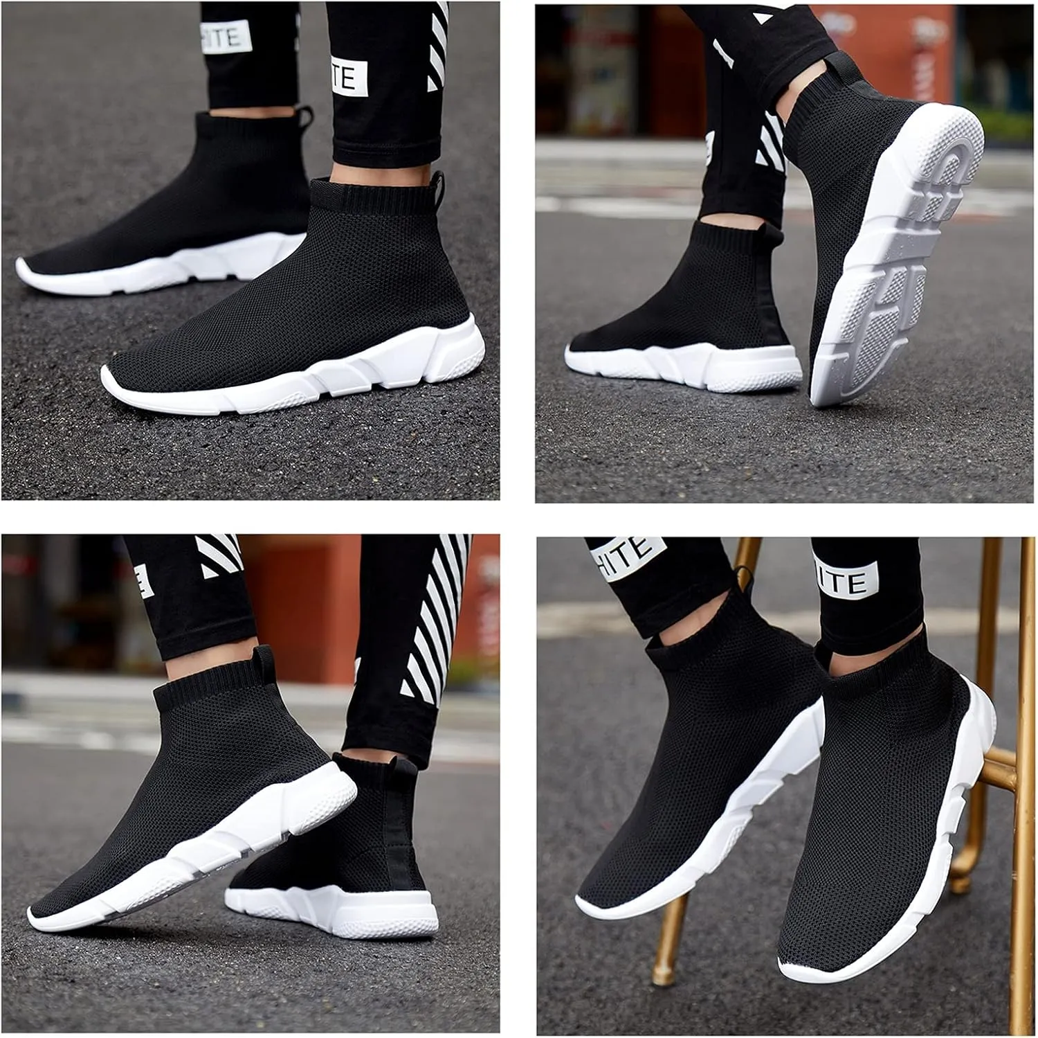 WXQ Men's Running Shoes Comfortable Lightweight Breathable Walking Shoes Mesh Workout Casual Sports Shoes