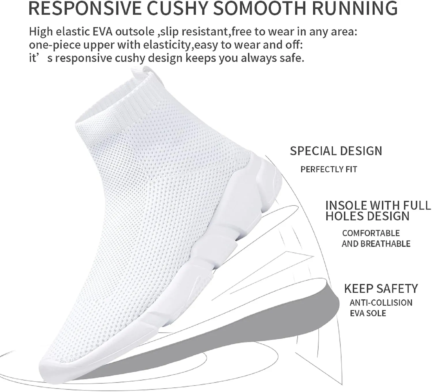 WXQ Men's Running Shoes Comfortable Lightweight Breathable Walking Shoes Mesh Workout Casual Sports Shoes