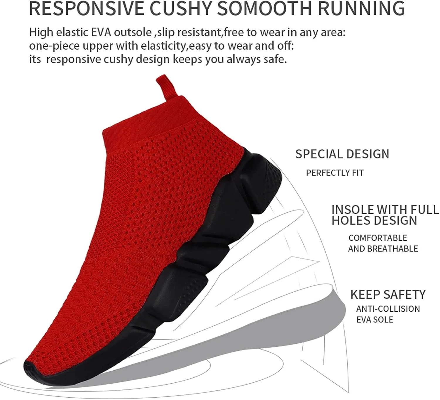 WXQ Men's Running Shoes Comfortable Lightweight Breathable Walking Shoes Mesh Workout Casual Sports Shoes