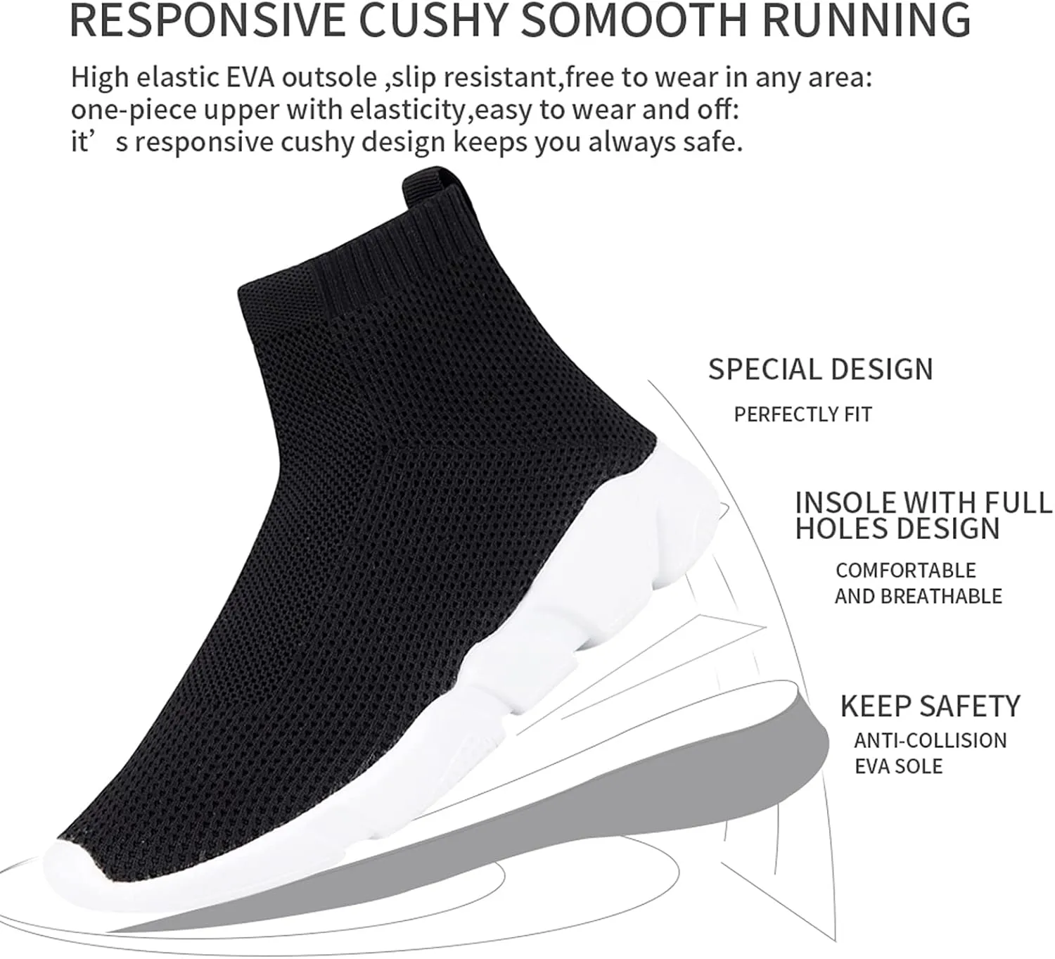 WXQ Men's Running Shoes Comfortable Lightweight Breathable Walking Shoes Mesh Workout Casual Sports Shoes