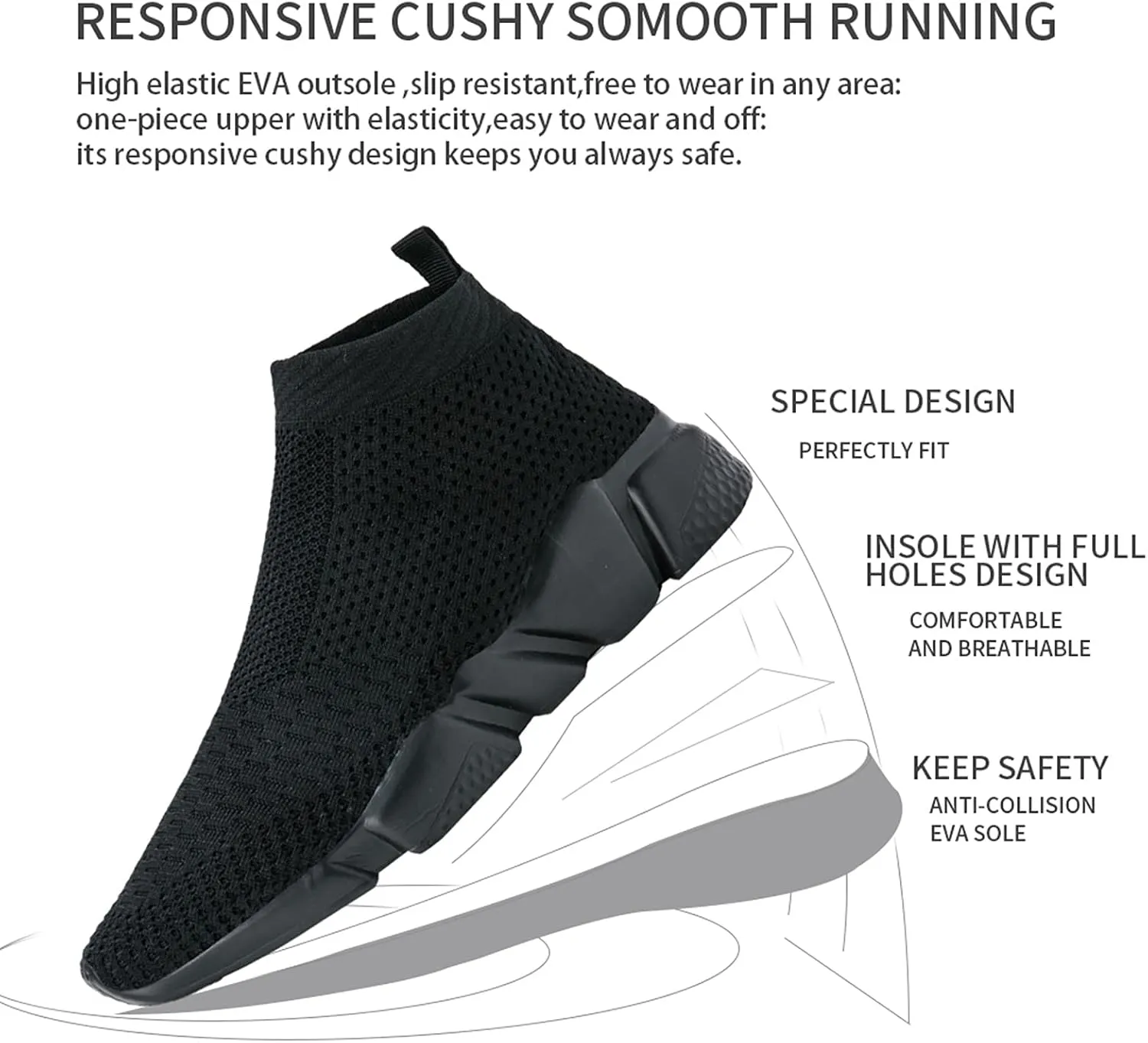 WXQ Men's Running Shoes Comfortable Lightweight Breathable Walking Shoes Mesh Workout Casual Sports Shoes