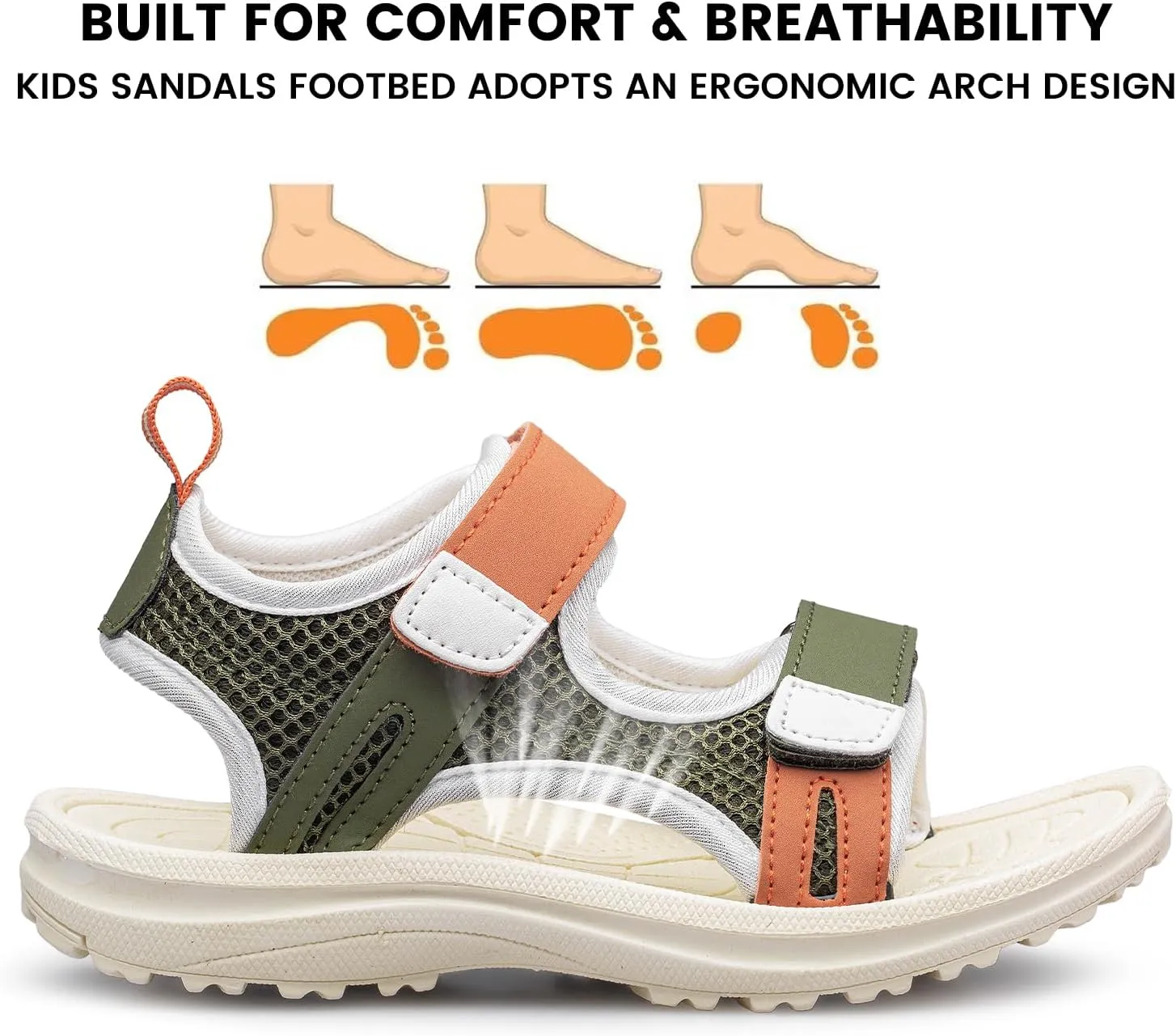 YHOON Boys Girls Sandals Adjustable Double Strap Open-Toe Athletic Lightweight Unisex Child Sport Sandals Summer Outdoor(Toddler/Little Kid/Big Kid)